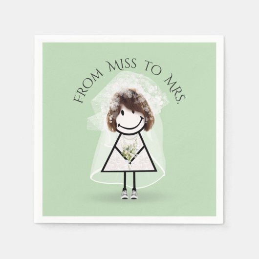 スニーカーで花嫁スティック女の子デイジーブーケ スタンダードカクテルナプキン (正面)