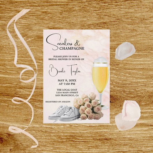 スニーカーとシャンパーニュのブライダルシャワーへの招待 招待状