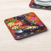 スニーカーとデイジー印象派オレンジホワイト コースター (左側)