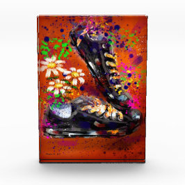 スニーカーとデイジー印象派オレンジホワイト フォトブロック