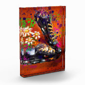 スニーカーとデイジー印象派オレンジホワイト フォトブロック (左)