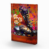 スニーカーとデイジー印象派オレンジホワイト フォトブロック (右)