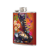 スニーカーとデイジー印象派オレンジホワイト フラスク (左)