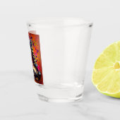 スニーカーとデイジー印象派オレンジ磁石 ショットグラス (右)