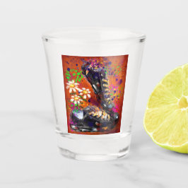 スニーカーとデイジー印象派オレンジ磁石 ショットグラス