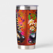 スニーカーとデイジー印象派オレンジ磁石 保温保冷タンブラー (左面)