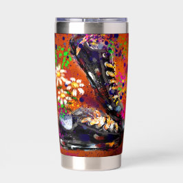 スニーカーとデイジー印象派オレンジ磁石 保温保冷タンブラー