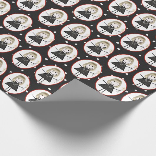 スニーカーにフィギュアを水玉模様 ラッピングペーパー (角)