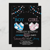 スニーカーのボール性別が青またはピンクのスニーカーを明らかにする 招待状 (正面/裏面)