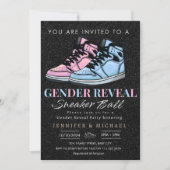 スニーカーのボール性別が青またはピンクを明らかにする 招待状 (正面)