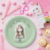 スニーカーの花嫁スティックガールとデイジーブーケ ペーパープレート (パーティー)