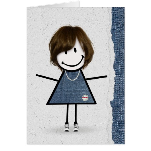 スニーカーを履いたかわいい誕生日スティック・ガール (正面)