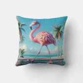 スニーカーを履いたピンクのフラミンゴ クッション (裏面)