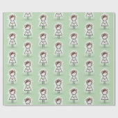 スニーカーを履いた花嫁のスティックガール ラッピングペーパー (フラット)