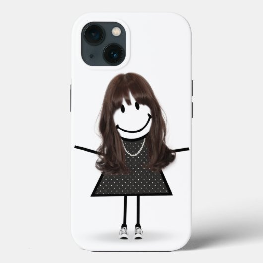 スニーカーを履いた髪のあるスティックガール Case-Mate iPhoneケース (裏面)