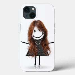 スニーカーを履いた髪のある棒人間女子 iPhone 13ケース