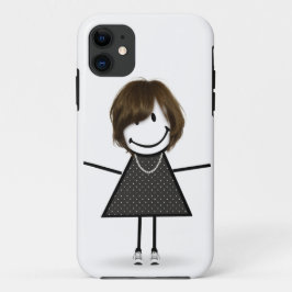 スニーカーを履いた髪のある棒人間女子 iPhone 11 ケース