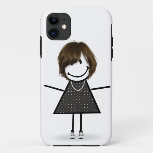 スニーカーを履いた髪のある棒人間女子 Case-Mate iPhoneケース (裏面)