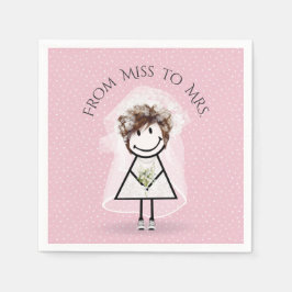 スニーカーを点在させる花嫁スティックガール スタンダードカクテルナプキン