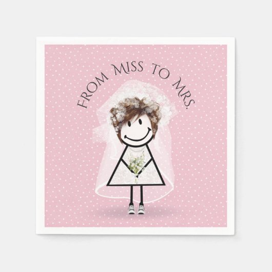 スニーカーを点在させる花嫁スティックガール スタンダードカクテルナプキン (正面)