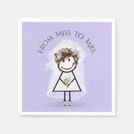 スニーカーを点在させる花嫁スティックガール スタンダードカクテルナプキン