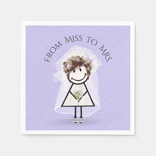 スニーカーを点在させる花嫁スティックガール スタンダードカクテルナプキン (正面)