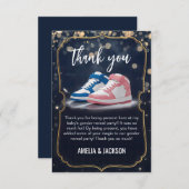 スニーカーエレガントボール:ジェンダー・リビールお祝い サンキューカード (正面/裏面)