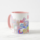 スニーカーキツネチャイルドズカートゥーンスケッチ 子供へ マグカップ (正面左)