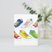 スニーカースケッチランニングカラフルの靴 ポストカード (スタンド正面)
