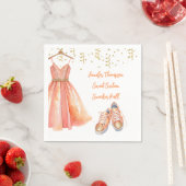 スニーカーボールスウィート16ピーチ&金ゴールドグリッター スタンダードカクテルナプキン (インサイチュ)