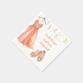 スニーカーボールスウィート16ピーチ&金ゴールドグリッター スタンダードカクテルナプキン (角)