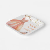 スニーカーボールスウィート16ピーチ&金ゴールドグリッター ペーパープレート (傾斜あり)