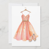 スニーカーボールスウィート16ピーチ&金ゴールドグリッター 招待状 (裏面)