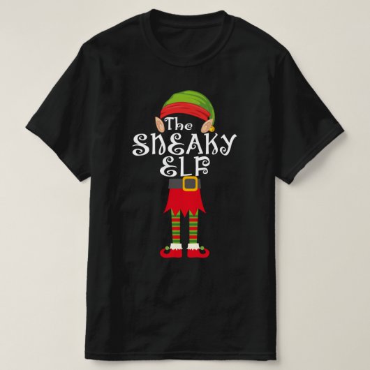 スニーカー小妖精や小人家族のマッチングのクリスマス Tシャツ (デザイン正面)