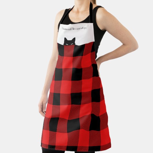 スニーカー猫バッファローチェック赤い格子柄エプロン エプロン (インサイチュ)