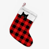 スニーカー猫バッファローチェック赤い格子柄 スモールクリスマスストッキング (正面 (吊り時))