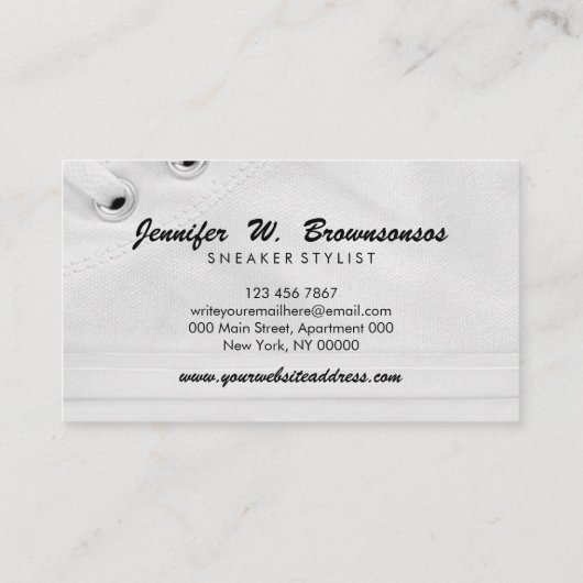 スニーカー白スポーツジム靴 名刺 (裏面)