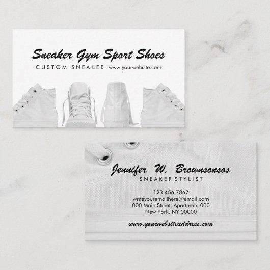 スニーカー白スポーツジム靴 名刺 (正面/裏面)