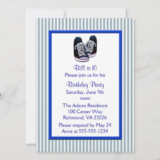 スニーカー誕生日パーティー 招待状 (正面)