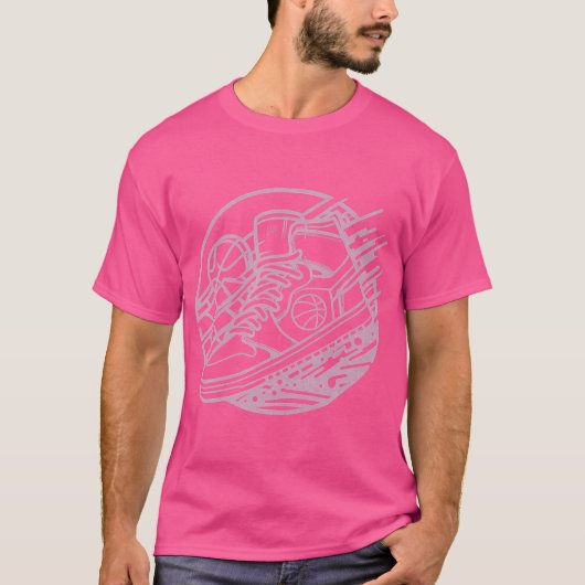 スニーカー頭バスケットボールファン Tシャツ (正面)