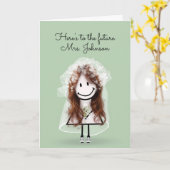 スニーカー・デイジー付き花嫁スティックガール カード (黄色い花)