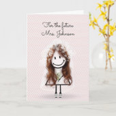 スニーカー・デイジー付き花嫁スティックガール カード (黄色い花)