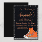 スニーカー バースデー オレンジスニーカー ダイヤモンド 招待状 (正面/裏面)