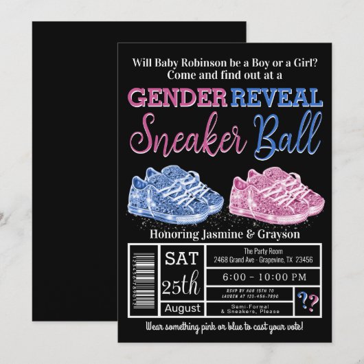 スニーカー・ボール性別の表示 招待状 (正面/裏面)