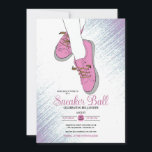 スニーカー ボール バースデー パーティー 招待状<br><div class="desc">16歳の誕生日のためのティーン パーティー招待状。抽象的な背景には、ピンクのスニーカーを履いた足がぶら下がっている。（画像）。（背景画像は Freepik による）。カードは、文言、フォント、フォントの色を簡単にカスタマイズできる。お探しのものとまったく同じでなくてもかまいません。当社の製品は、すべて追加料金なしでカスタムデザインできます。askcottonlamb@gmail.com までご連絡ください。追加料金なしで、ご要望に応じて関連製品をご用意します。</div>
