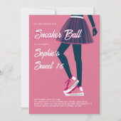 スニーカー・ボール・ヴィンテージ・ポスターピンク・ブラック・スウィート16 招待状 (正面)