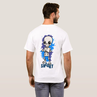 スニーキーかわいいスケルトンハロウィンブルースプラッシュTシャツ Tシャツ