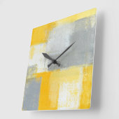 スニーキーのグレーとイエロー抽象芸術のアートクロック スクエア壁時計 (傾斜)