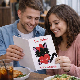 スニーキーキッテンホワイトとレッドバレンタインハート シーズンカード