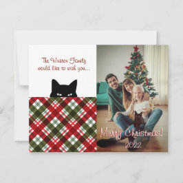 スニーキー猫スチュワート王室のタータンチェックプレイドクリスマス ノートカード